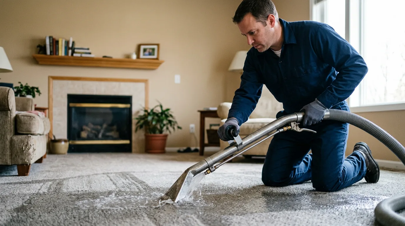 Water damage restoration technician working near Burrillville, RI